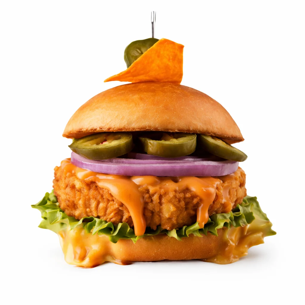 Nacho Chili Style Hamburger (Regular) on toasted bun