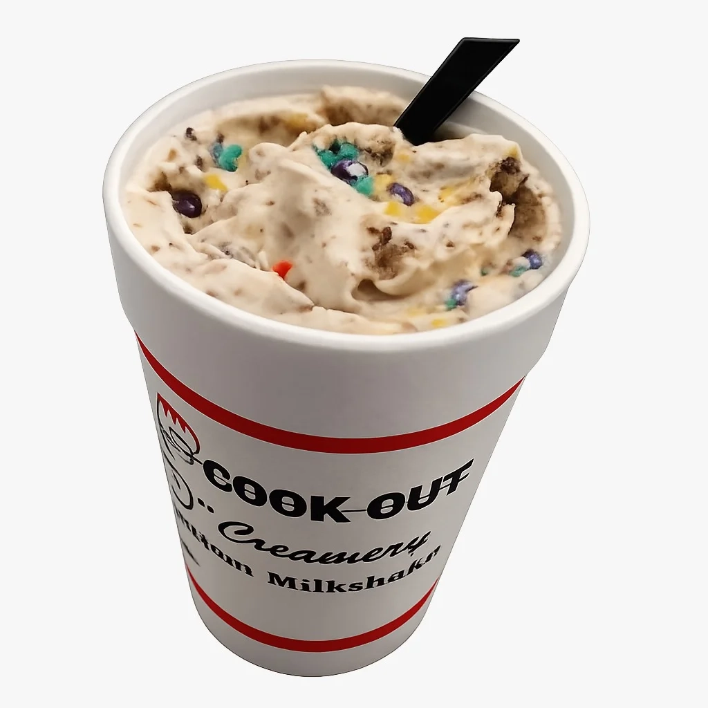 Dairy Queen Butterfinger Blizzard with crushed Butterfinger candy pieces mixed in creamy soft serve