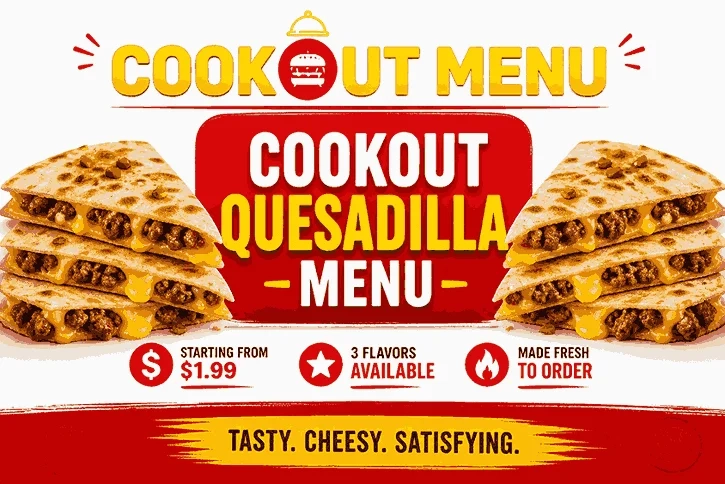 Cookout quesadilla menu