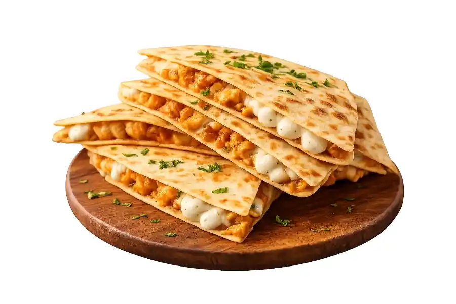 Cheeseburger quesadilla with beef and melted cheese