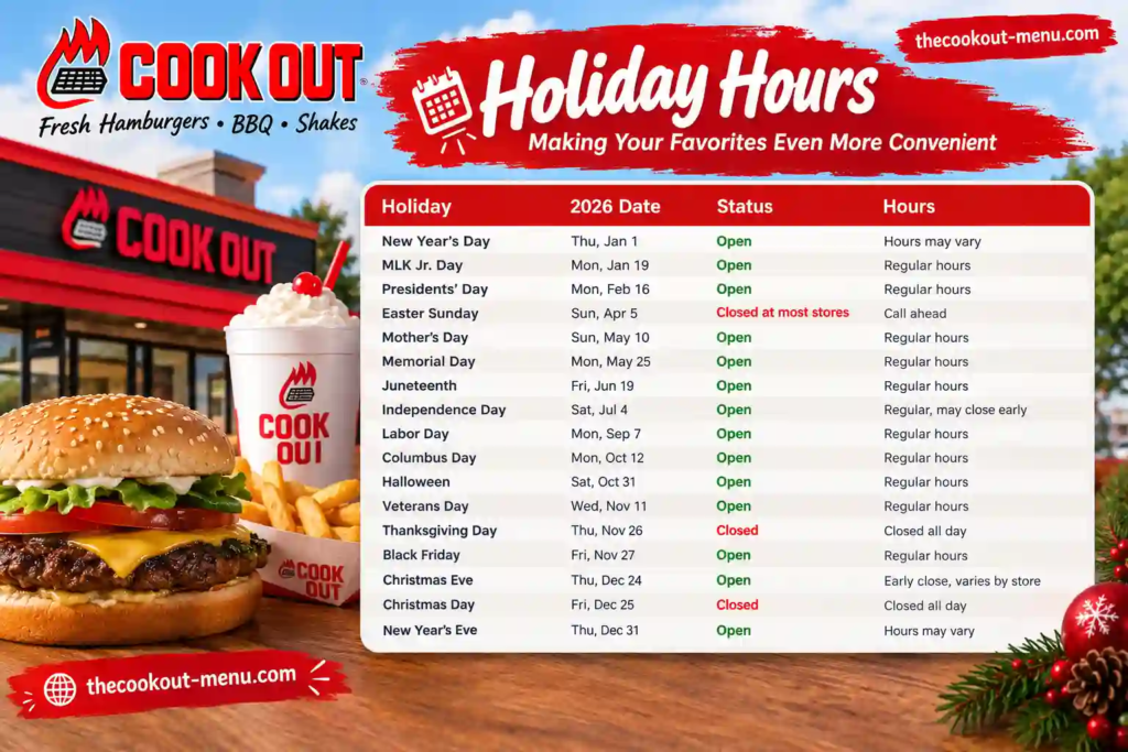Cook Out Holiday Hours